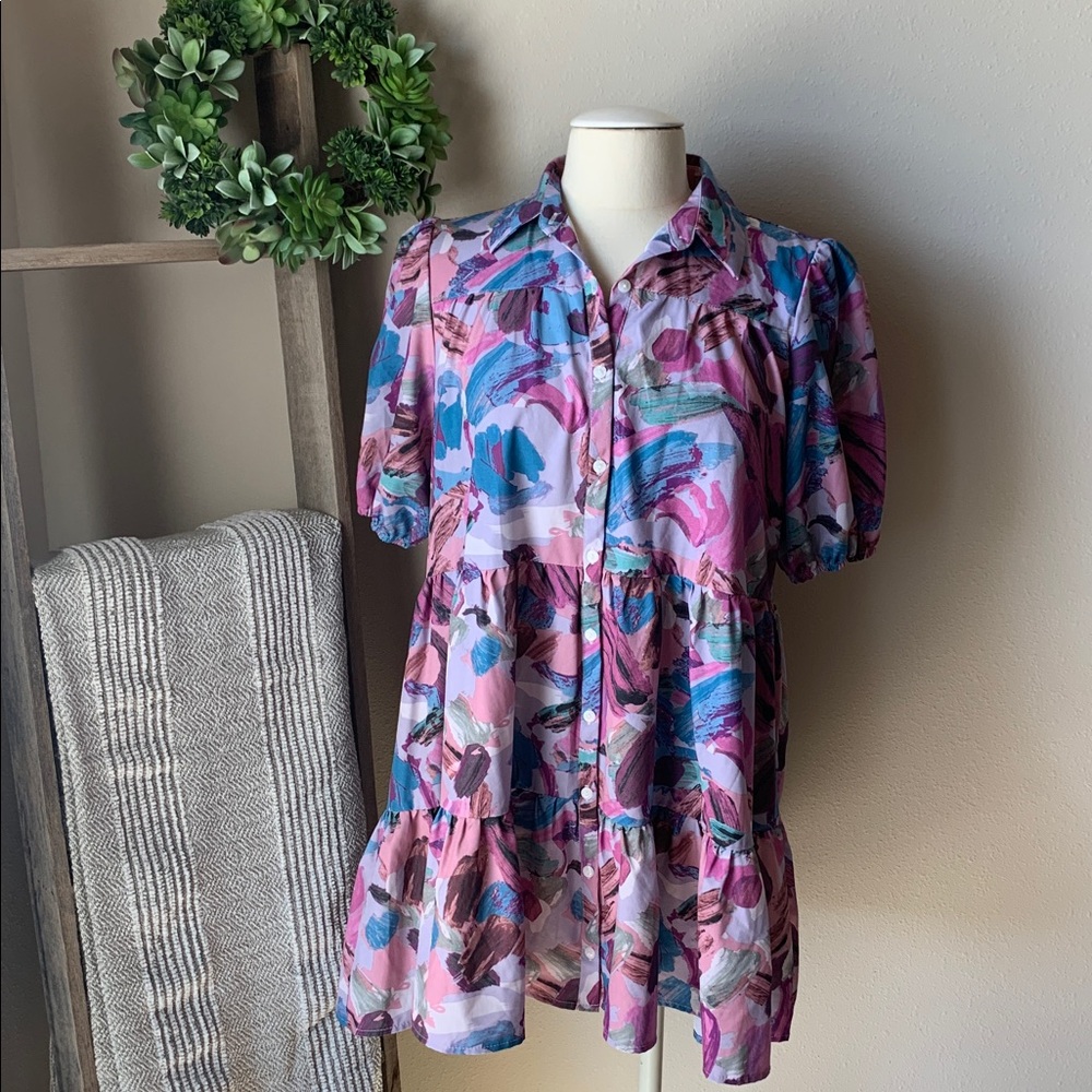 SHEIN tiered floral baby doll dress